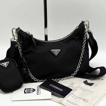 Prada Nylon Multi Tessuto Hobo Bag Crossbody Black (1BH204) 156244204