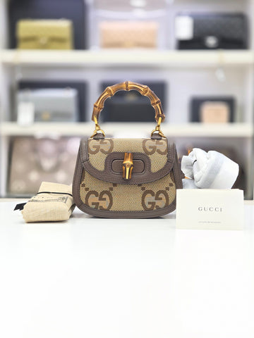 GUCCI 1947 ジャンボ GG ミニ バンブー トート ショルダーバッグ 25年 新品 686864 157066428