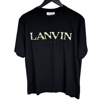 LANVIN メンズ ロゴ 半袖 Tシャツ ブラック TS0005 J207 10 正規品100% 154661085