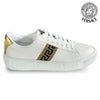 Versace Men's Metallic Tab Greca Leather Sneakers White/Gold DSU8404 1A01759 2W110 151075800 [P]