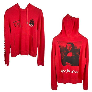 Off White Men's Graphic Print Hoodie T-Shirt Red OMBB034S19003005 2010 Authentic 100% 150719494