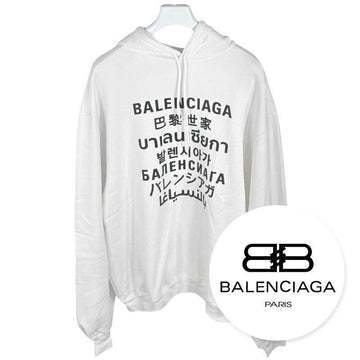 Balenciaga Men's Multi-Language Fleece Hoodie White 641679 TJVI6 9040 Authentic 100% 150281121