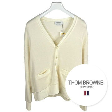 THOM BROWNE メンズウールニットカーディガンアイボリー 100% 正規品 149983524