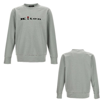 Kiton Men's Logo Crew Neck Sweatshirt Grey UMK028806 100% Authentic 149869413