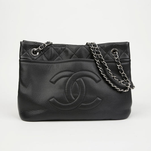 CHANEL Caviar CC Logo Timeless Chain Shoulder Bag 156974836