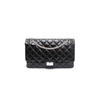 CHANEL Vintage Large Silver Chain Shoulder Bag Black Patent Leather 2.55 157090359 [P]
