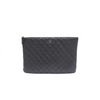 CHANEL ブラックラムスキンシルバーCCクラシックラージクラッチバッグA82552 157090380 [P]