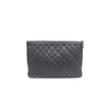 CHANEL ブラックラムスキンシルバーCCクラシックラージクラッチバッグA82552 157090380 [P]