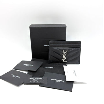 SAINT LAURENT モノグラムマトラッセシルバーカードケース 157090245