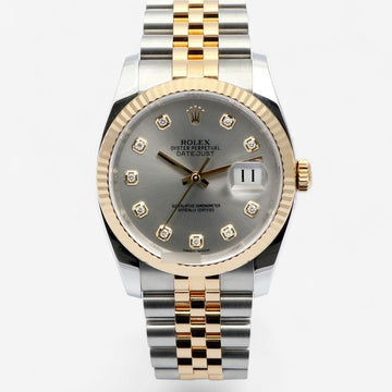 Rolex Datejust 36 Men's Combination Watch 116233G Gray Dial Original Diamond 2012 157090247