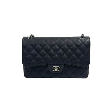 CHANEL Caviar Classic Large Silver Chain Shoulder Bag H00318 157090321