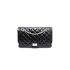 CHANEL Vintage Large Silver Chain Shoulder Bag Black Patent Leather 2.55 157090359 [P]