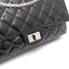 CHANEL Vintage Large Silver Chain Shoulder Bag Black Patent Leather 2.55 157090359 [P]