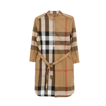 Burberry Check Cotton Dress Brown 156978779