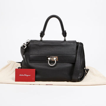 Salvatore Ferragamo Black Leather Sophia Top Handle Tote Shoulder Bag 157006164