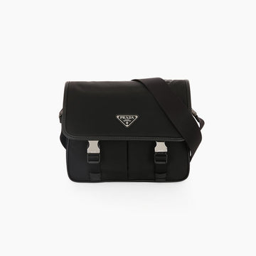 Prada Nylon Saffiano Leather Buckle Shoulder Bag 157091454