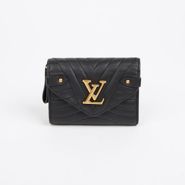 LOUIS VUITTON レザー ニュー ウェーブ コンパクト ウォレット ブラック 156974195