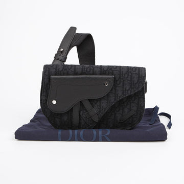 Dior Oblique Jacquard Saddle Pouch Crossbody Bag Black 156957015