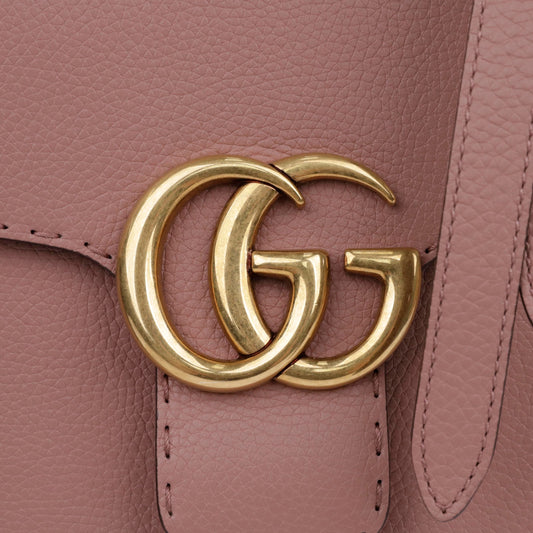 Gucci Small Leather GG Marmont Top Handle Tote Shoulder Bag Antique Rose 156516244 [P]