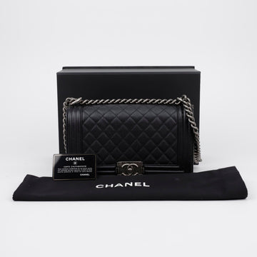 CHANEL ミディアム ブラック ショルダーバッグ シルバー 156691015