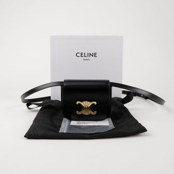 CELINE ミニクロードシャイニーカーフスキンブラック 156725072