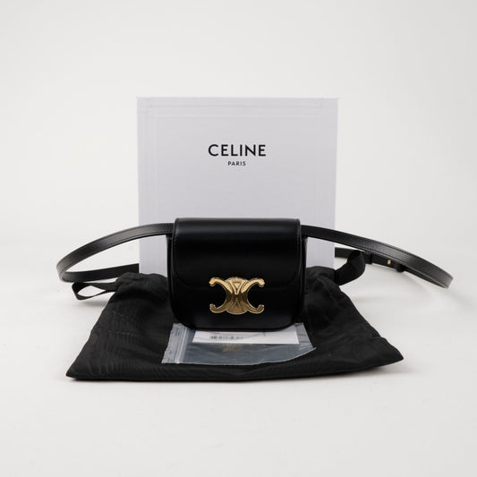 CELINE ミニ クロード シャイニー カーフスキン ブラック 156725072 [P]