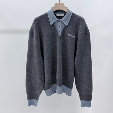 Miu Miu Cashmere Wool Polo Knit Sweater 44 157092569