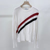 THOM BROWNE Strickpullover mit Streifenmuster Weiß Größe 4 157092577 [P]