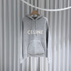 CELINE ウールブレンド ロゴ ニット フーディー グレー 157092790 [P]