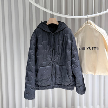 LOUIS VUITTON パディングフードブルゾンジャケットネイビー56 157092855