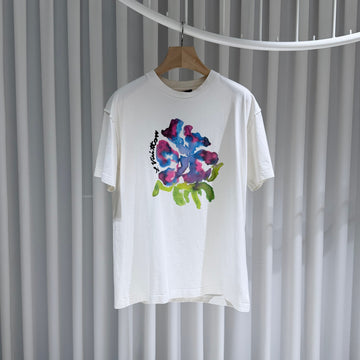 LOUIS VUITTON Blumen-Drop-Print T-Shirt Kurzarm Weiß 157093262