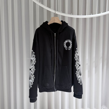 CHROME HEARTS Horseshoe Floral Heavyweight Hoodie Black 157093541
