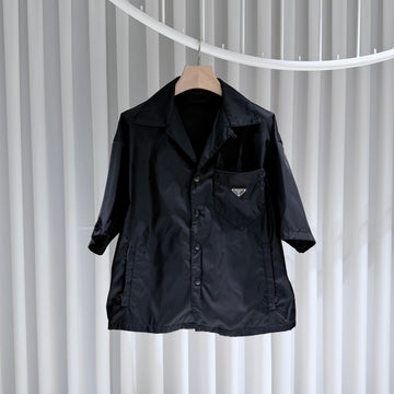 Prada Triangle Logo Re-Nylon Short Sleeve Shirt Black 157093600