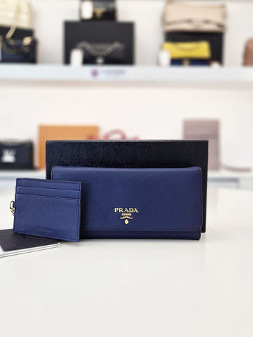 PRADA Lange Brieftasche aus Saffiano Blau 1MH132 157095482
