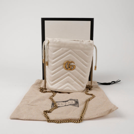Gucci GG Marmont Mini Bucket Bag White 156720260