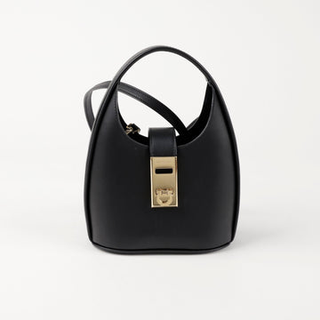 Salvatore Ferragamo Gancini Buckle Mini Hobo Bag Black 156509517 [P]