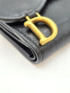 DIOR Sattel Geldbörse Schwarz Kalbsleder Zustand A 157116825 [P]