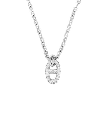 Hermes Diamond Pendant Necklace 18K White Gold 5HA0542 137876752 [P]