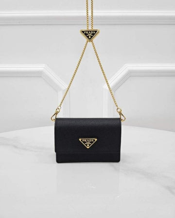 Prada Saffiano Chain Card Case Black 1MR034 157117910