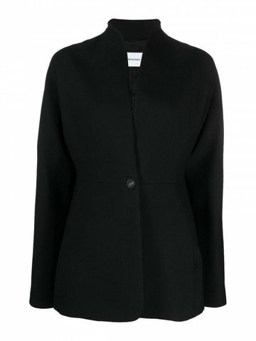 Salvatore Ferragamo Women's Short Wool Single-Breasted Blazer Jacket 13C443763686001 Black 149121871