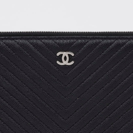 CHANEL Classic New Medium Caviar Chevron Clutch 156910104