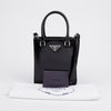 Prada Triangle Logo Small Brushed Leather Tote Bag Black 156922922 [P]