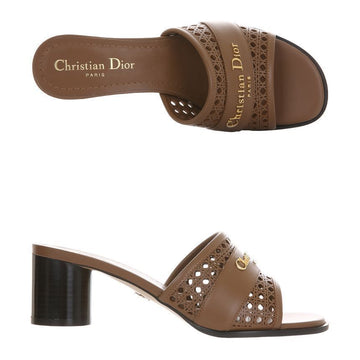 DIOR D-LANE ゴールドメタルキャメルヒールサンダル 25SS KCO291MLC S46M 136220445