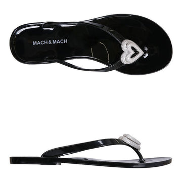 MACH&MACH 25SS S0888 05 GUM BLK Maha & Maha Double Heart Flip-Flops 131430719