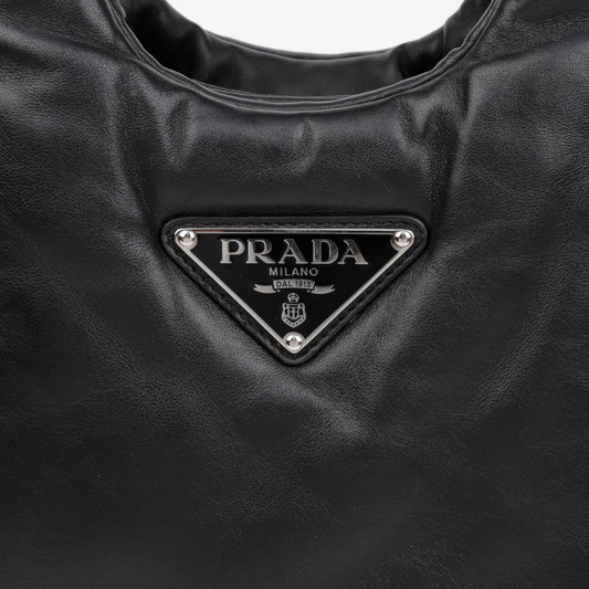 PRADA Weiche gepolsterte Nappa-Leder-Tote Bag Schwarz 156005359