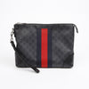 GUCCI Supreme Canvas Web Strap Clutch Bag Schwarz 157088502 [P]