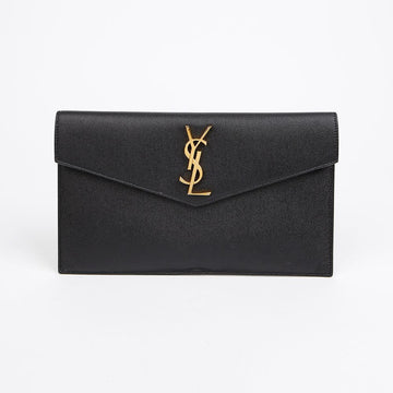 Saint Laurent Uptown Black Envelope Pouch with Gold Hardware 157027945