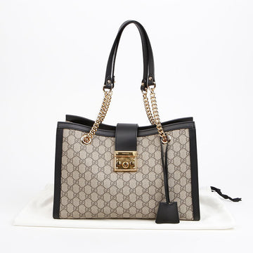 GUCCI スープリームパドルロックミディアムキャンバスショルダーバッグ ブラック 156731010