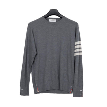 THOM BROWNE Merino Wolle Rippenstrick Pullover Grau 156036492