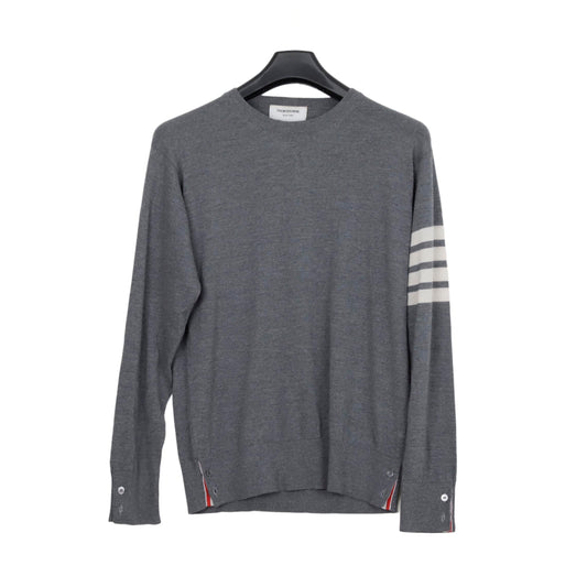 THOM BROWNE Merino Wolle Rippenstrick Pullover Grau 156036492